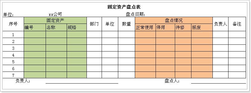 固定资产盘点表